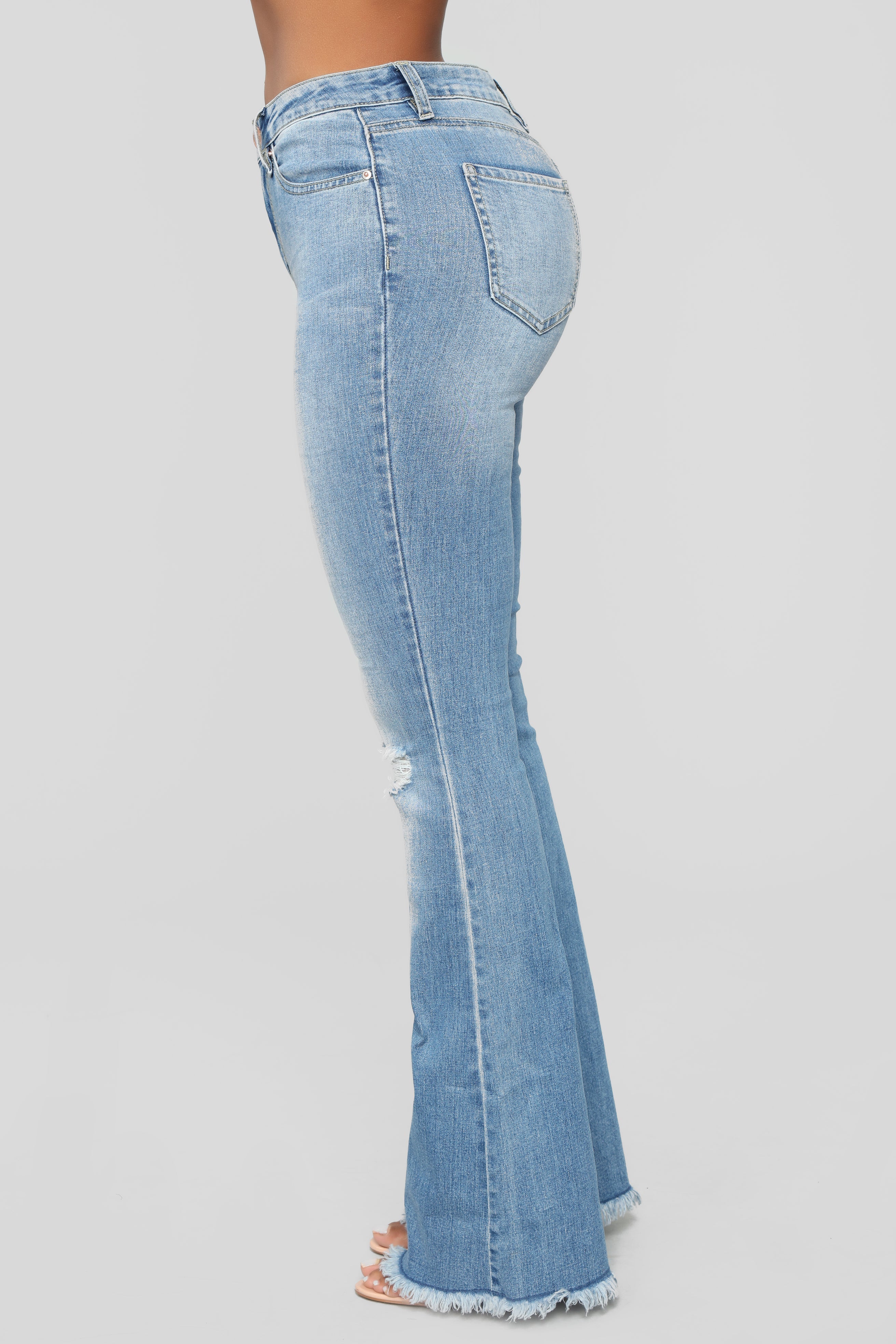Nothing But The Best Flare Jeans - Medium Blue Wash Ins Street