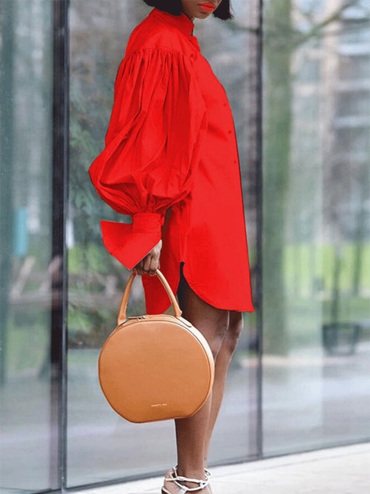 Minikleid mit gerüschten Puffärmeln