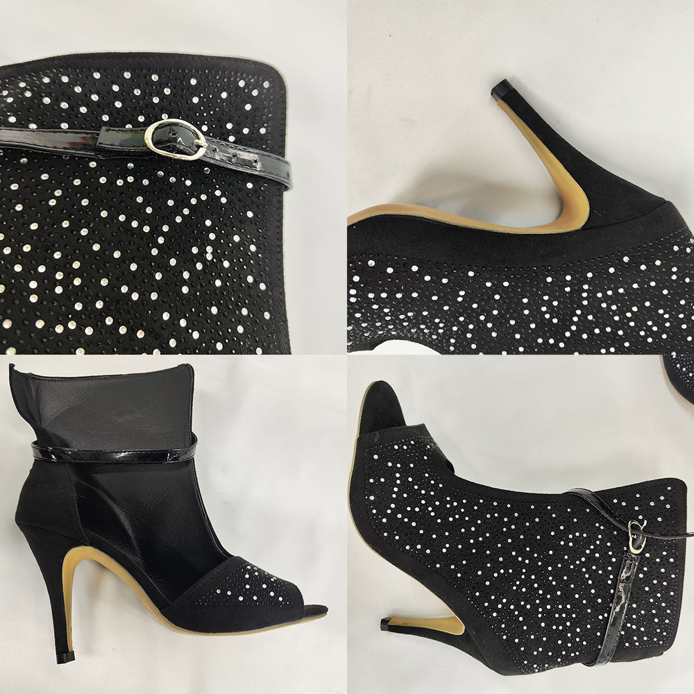 Tacones altos recortados con diamantes de imitación brillantes