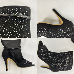Tacones altos recortados con diamantes de imitación brillantes