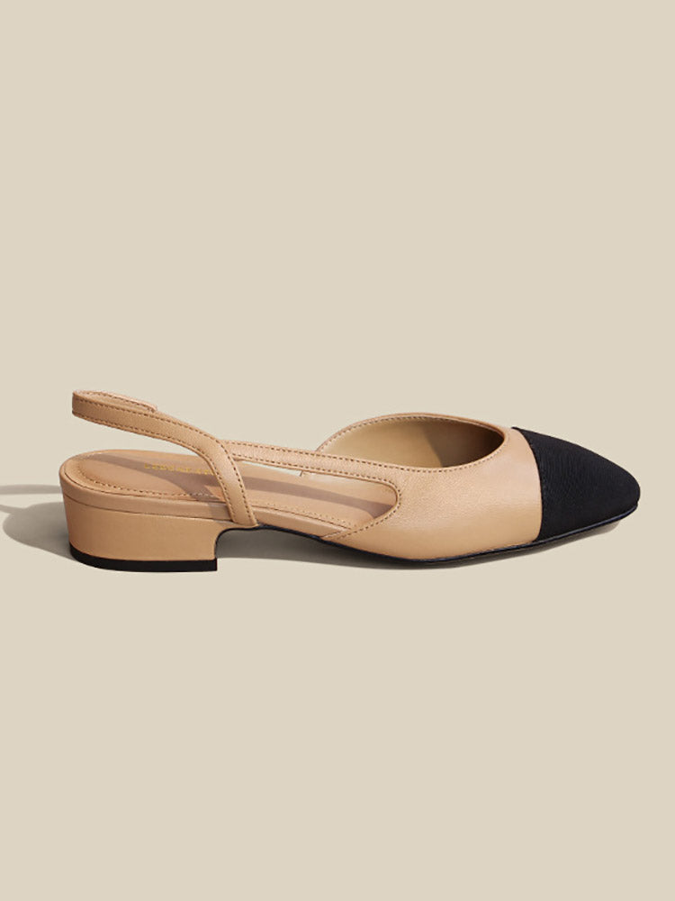 Slingback-Sandalen mit klobigem Absatz und spitzer Zehenpartie