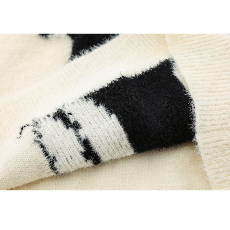 Suéter jacquard con estampado de gato de dibujos animados