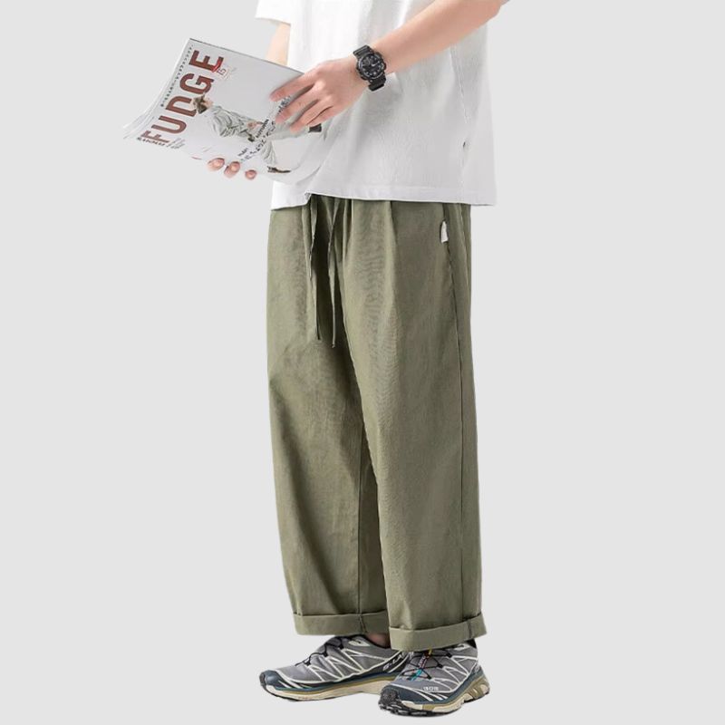 Pantalones cargo de pierna recta con diseño plisado para exteriores