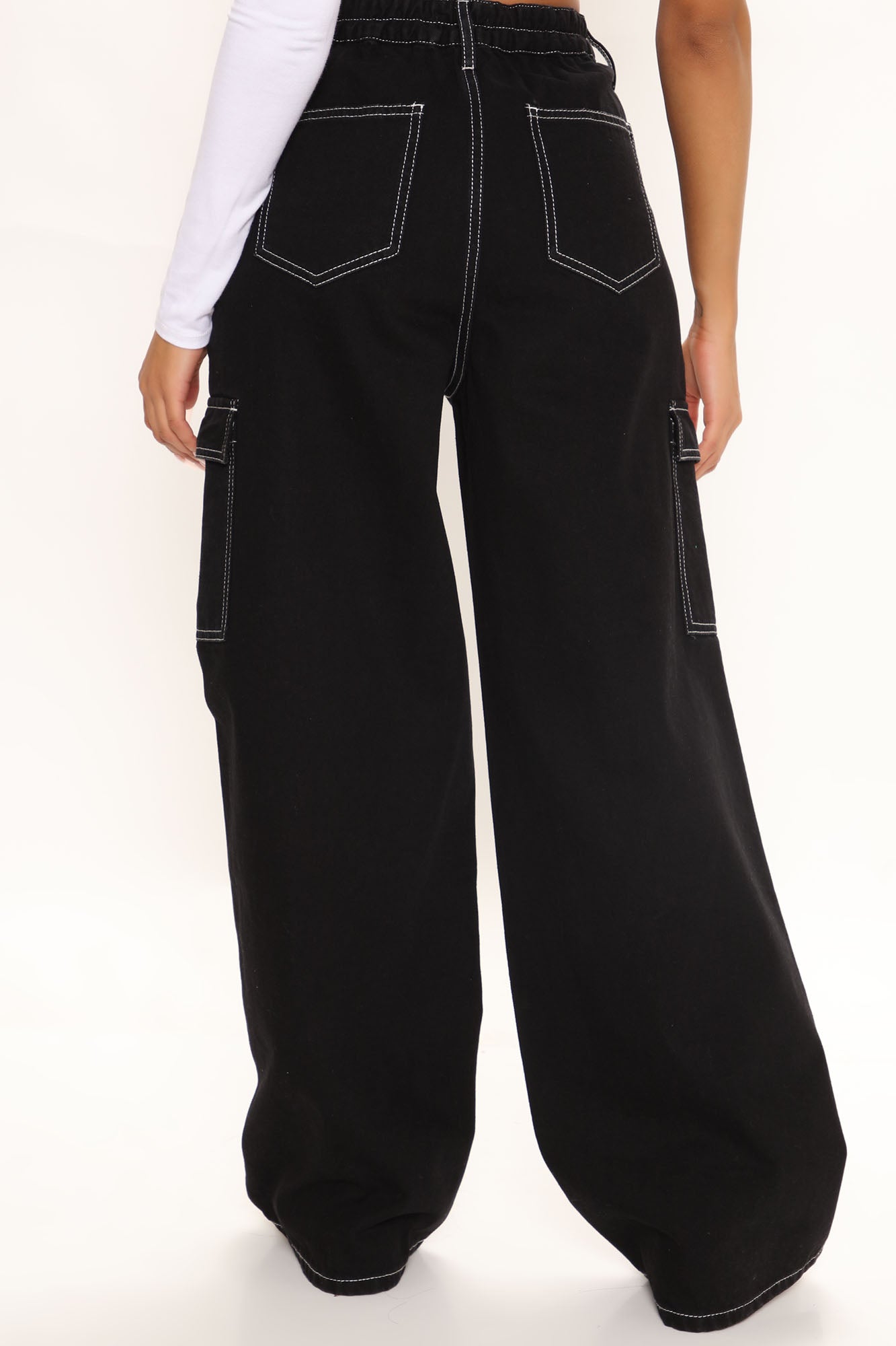 Worry Free – Carpenter-Jeans mit weitem Bein – Schwarz