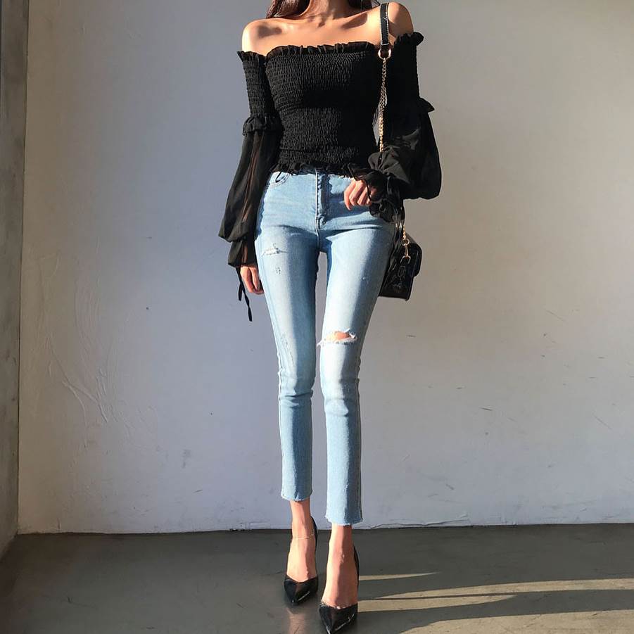 Fawna Smocked Eyelet Crop Top – Weiß – ENDGÜLTIGER VERKAUF