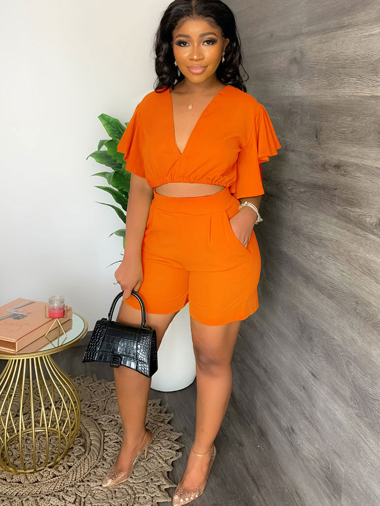Zweiteilige Crop-Top-Shorts-Sets