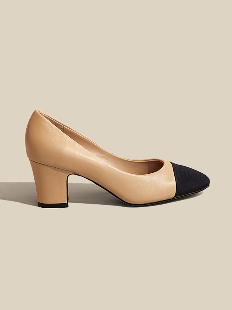 Slingback-Sandalen mit klobigem Absatz und spitzer Zehenpartie