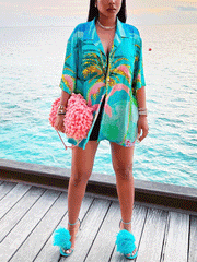 Lässiges Kurzarm-Strandhemd