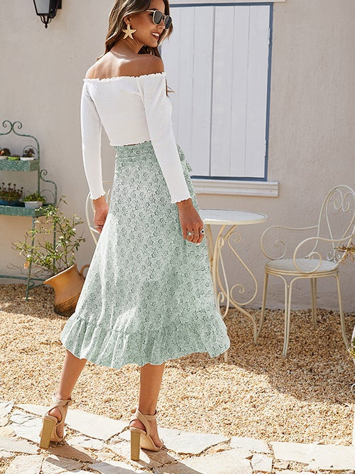 Ditsy Floral Tie Side High Low Skirt