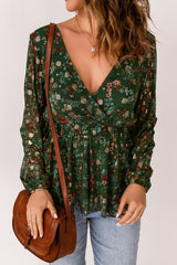 Bluse mit floralem Überwurf und Schößchen