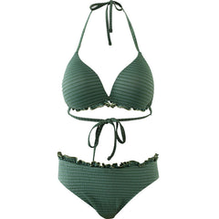 Jade Smocked Ruffle Trim High Waisted Bikini Bottom