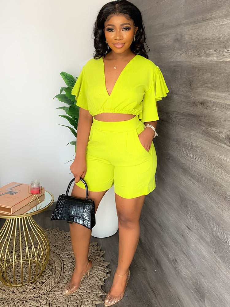 Zweiteilige Crop-Top-Shorts-Sets