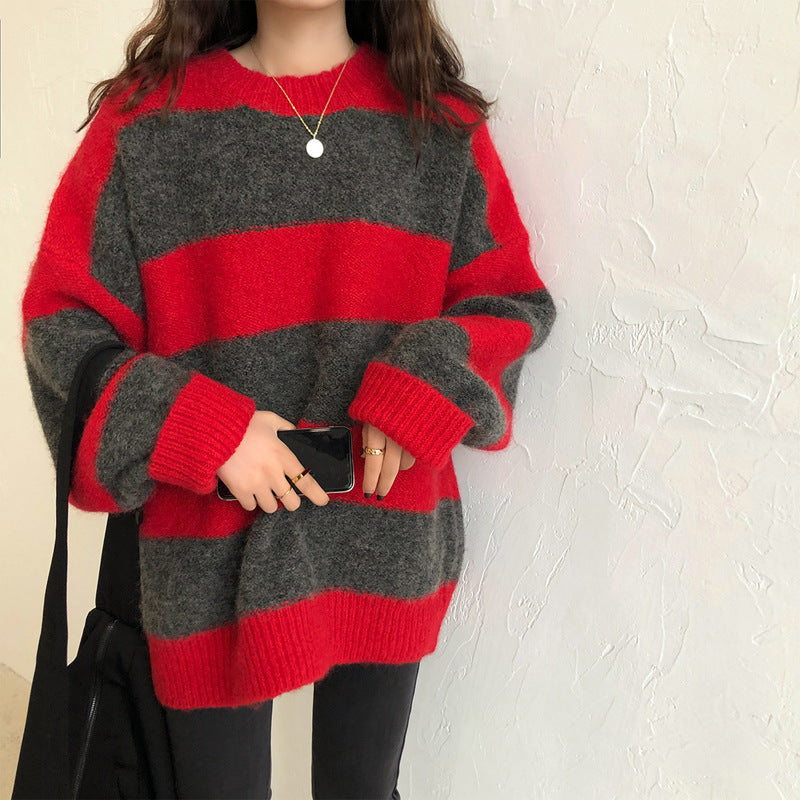 Übergroßer Pullover mit Streifen