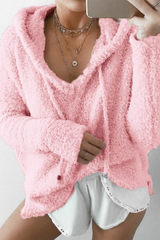 Tops con capucha y cuello con cordón ajustable y unión dividida sólida