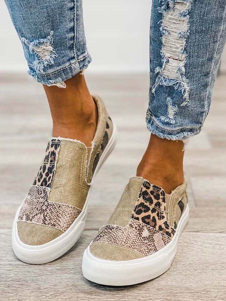 Slip-on-Canvas mit Schlangen-Leoparden-Print