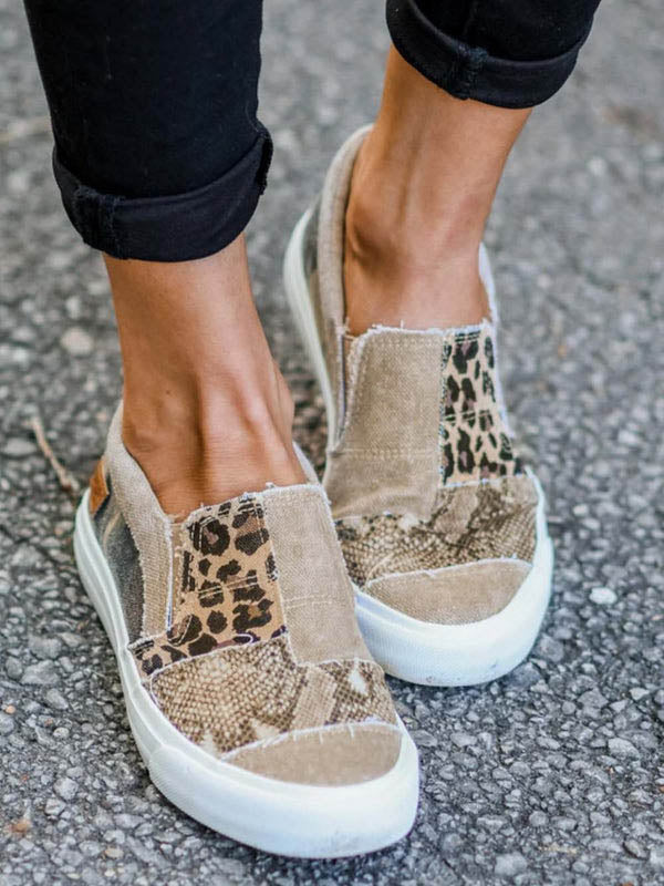 Slip-on-Canvas mit Schlangen-Leoparden-Print