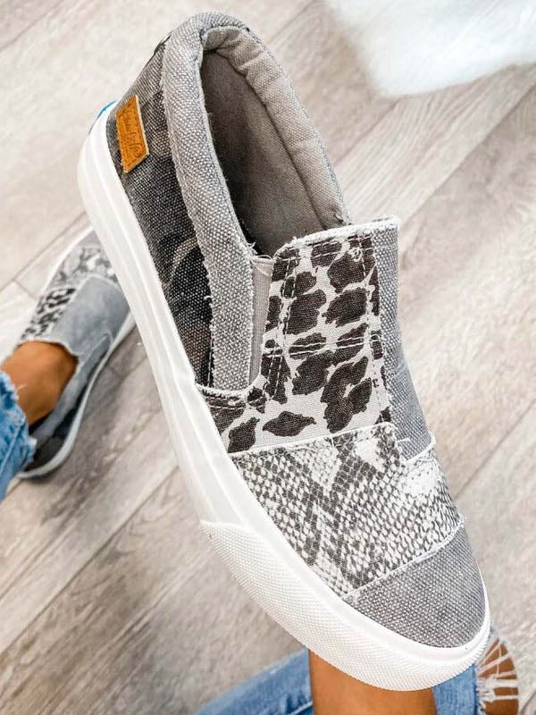 Slip-on-Canvas mit Schlangen-Leoparden-Print