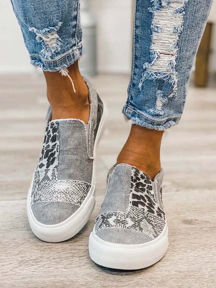 Slip-on-Canvas mit Schlangen-Leoparden-Print