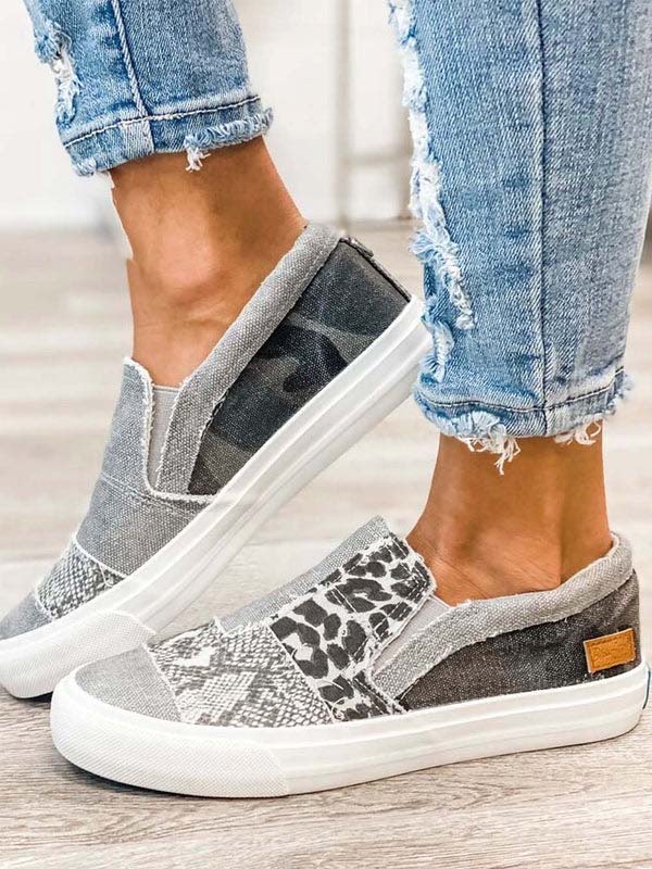 Slip-on-Canvas mit Schlangen-Leoparden-Print