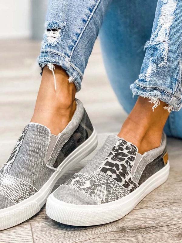 Slip-on-Canvas mit Schlangen-Leoparden-Print
