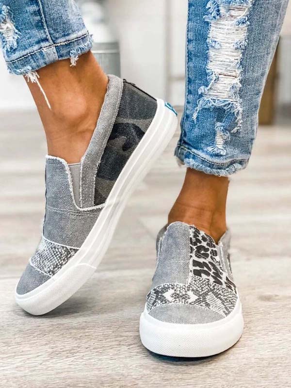 Slip-on-Canvas mit Schlangen-Leoparden-Print
