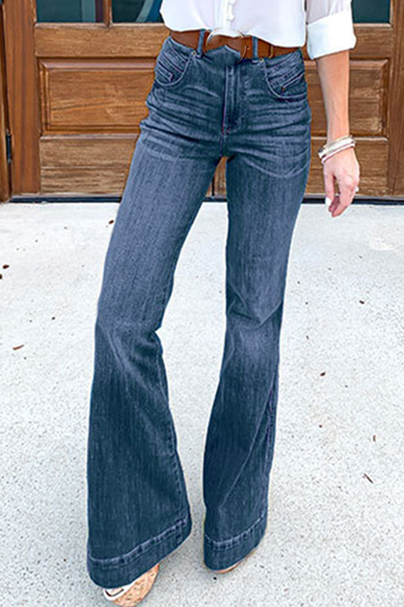 Solide Bootcut-Jeans mit geteiltem Bein
