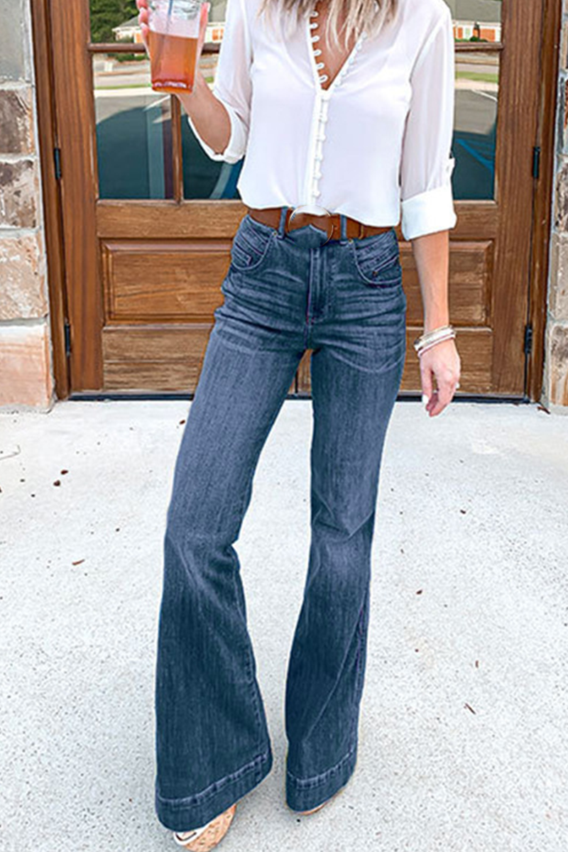 Solide Bootcut-Jeans mit geteiltem Bein