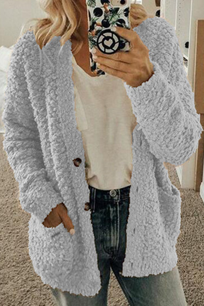 Einfarbige Cardigan-Oberteile mit geteiltem Kragen