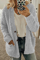 Einfarbige Cardigan-Oberteile mit geteiltem Kragen