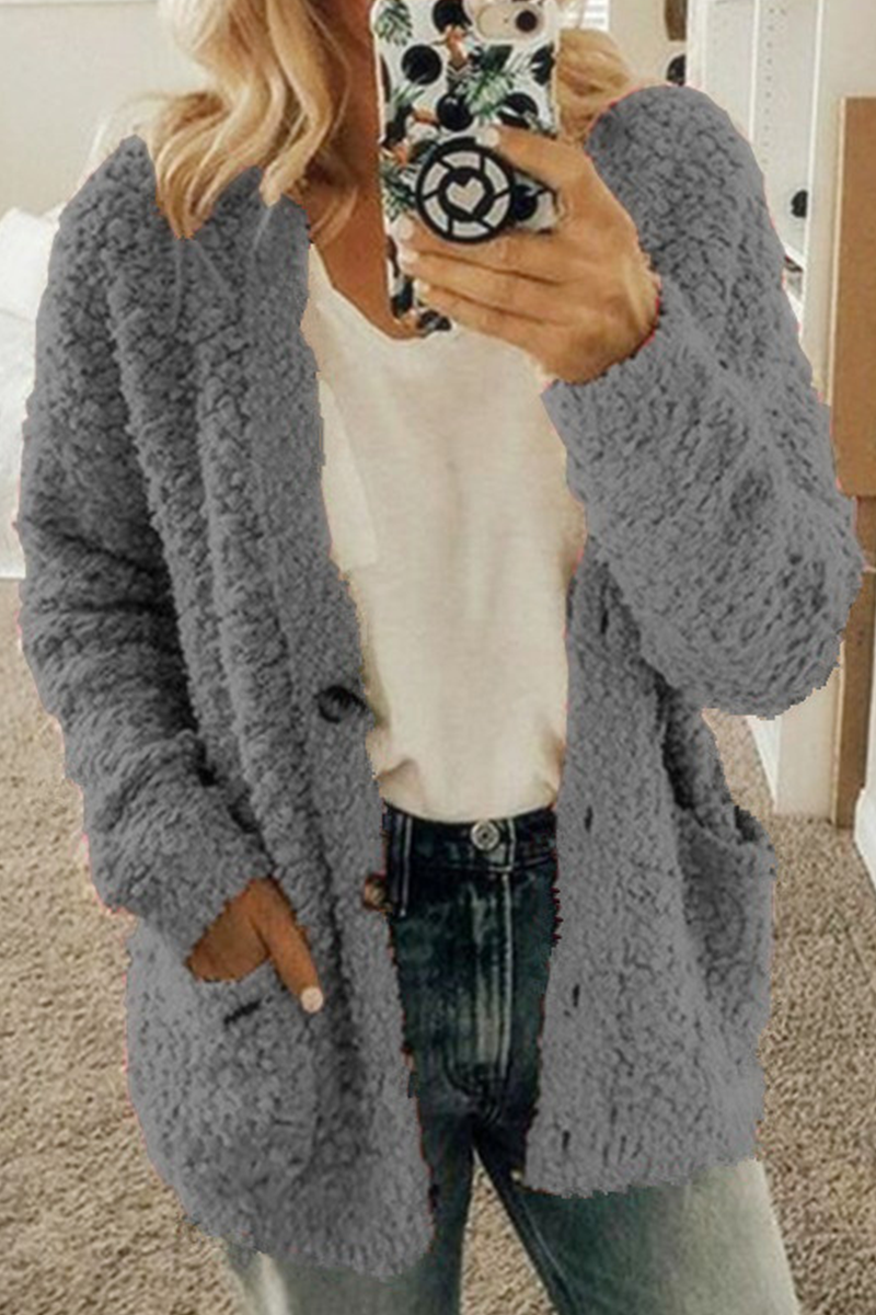 Einfarbige Cardigan-Oberteile mit geteiltem Kragen