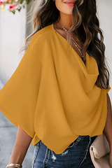 Camisetas de cuello en V con volantes lisos