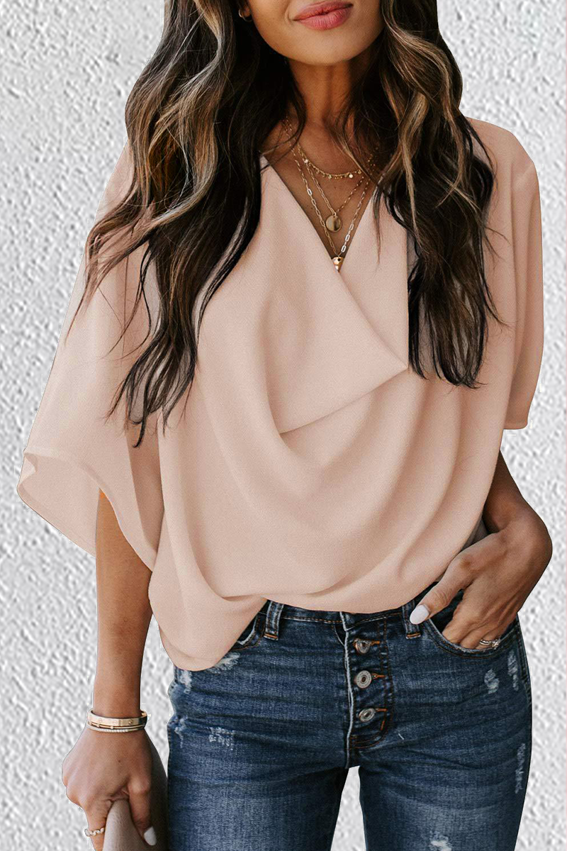 Camisetas de cuello en V con volantes lisos