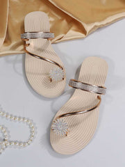 Flache Sandalen mit Strass-Dekor