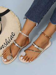 Flache Sandalen mit Strass-Dekor