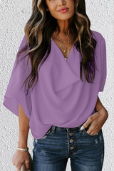 Camisetas de cuello en V con volantes lisos