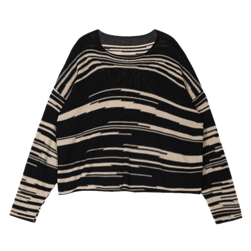 Oversize-Strickpullover mit Streifen