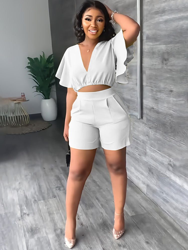 Zweiteilige Crop-Top-Shorts-Sets