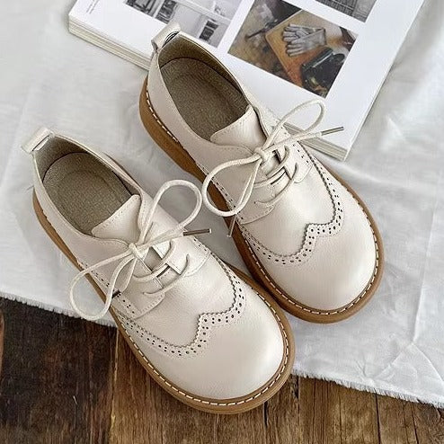 Zapatos retro con cordones y suela gruesa para mujer, de cuero británico, estilo muñeca de cabeza grande, Mori Girl