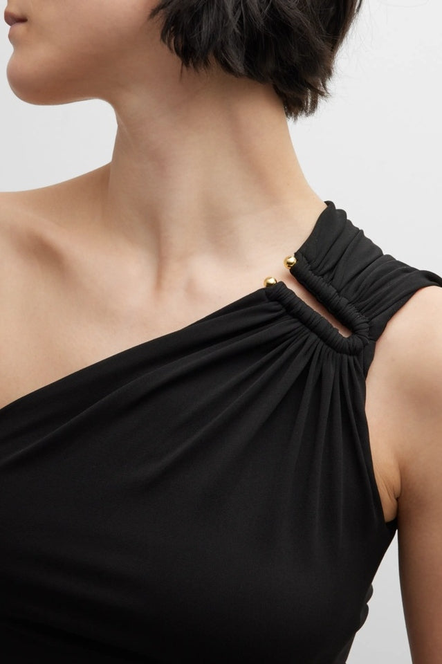 Midikleid mit One-Shoulder-Träger und Cut-Outs am Oberschenkel