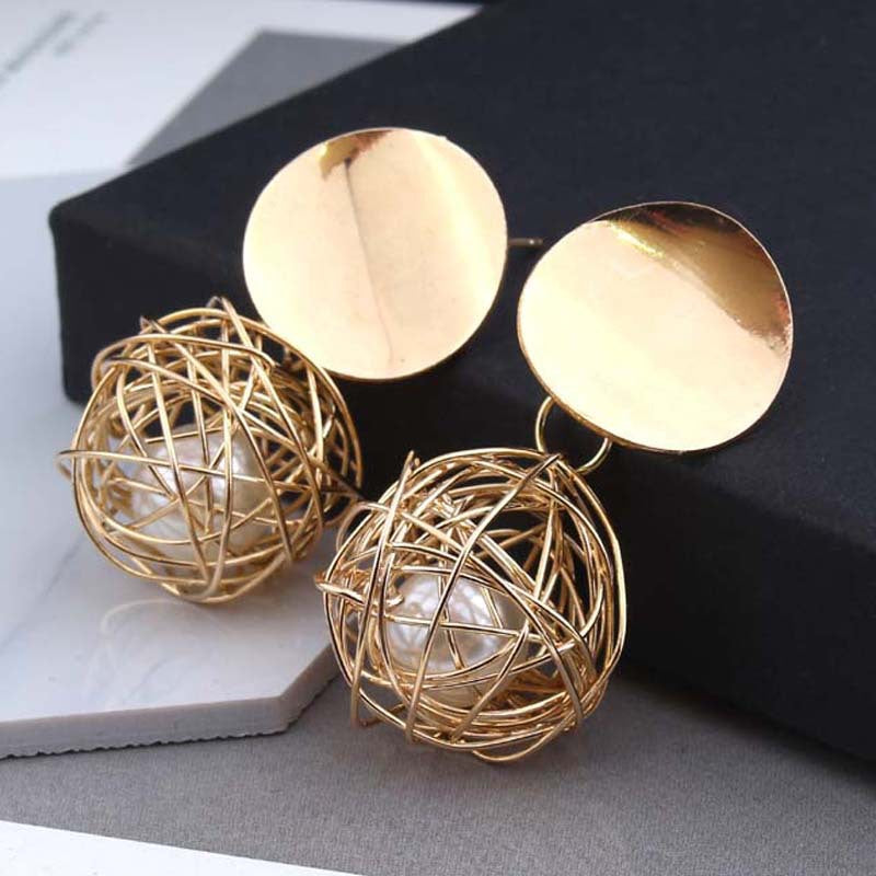 Vintage geometrische einfache gewebte Kugel Perlen Ohrstecker