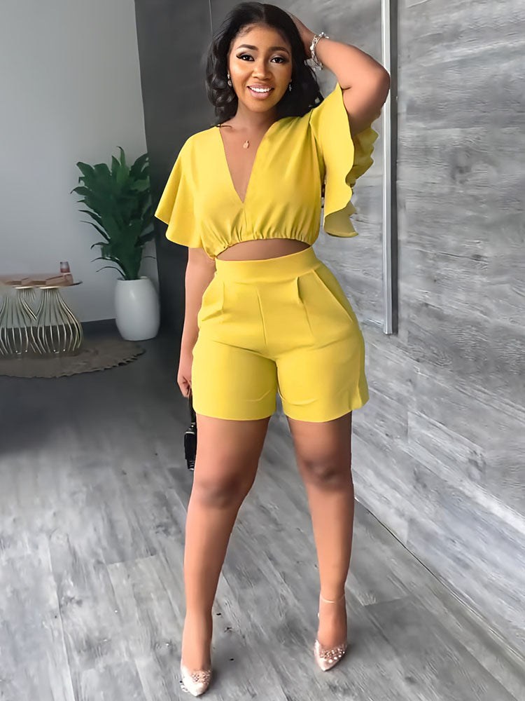 Zweiteilige Crop-Top-Shorts-Sets