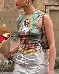 Kurzes Tanktop „Ianassa“ mit Grafik