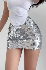 Sexy Minirock mit großer Paillettenbesatz und hoher Taille und Po
