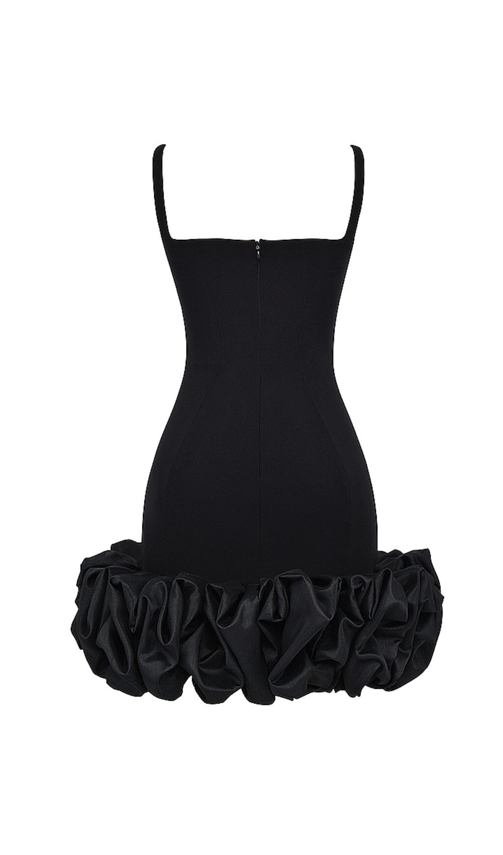 Schwarzes Kleid mit Rüschensaum