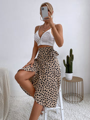Falda dividida con estampado de lunares de temperamento de moda 