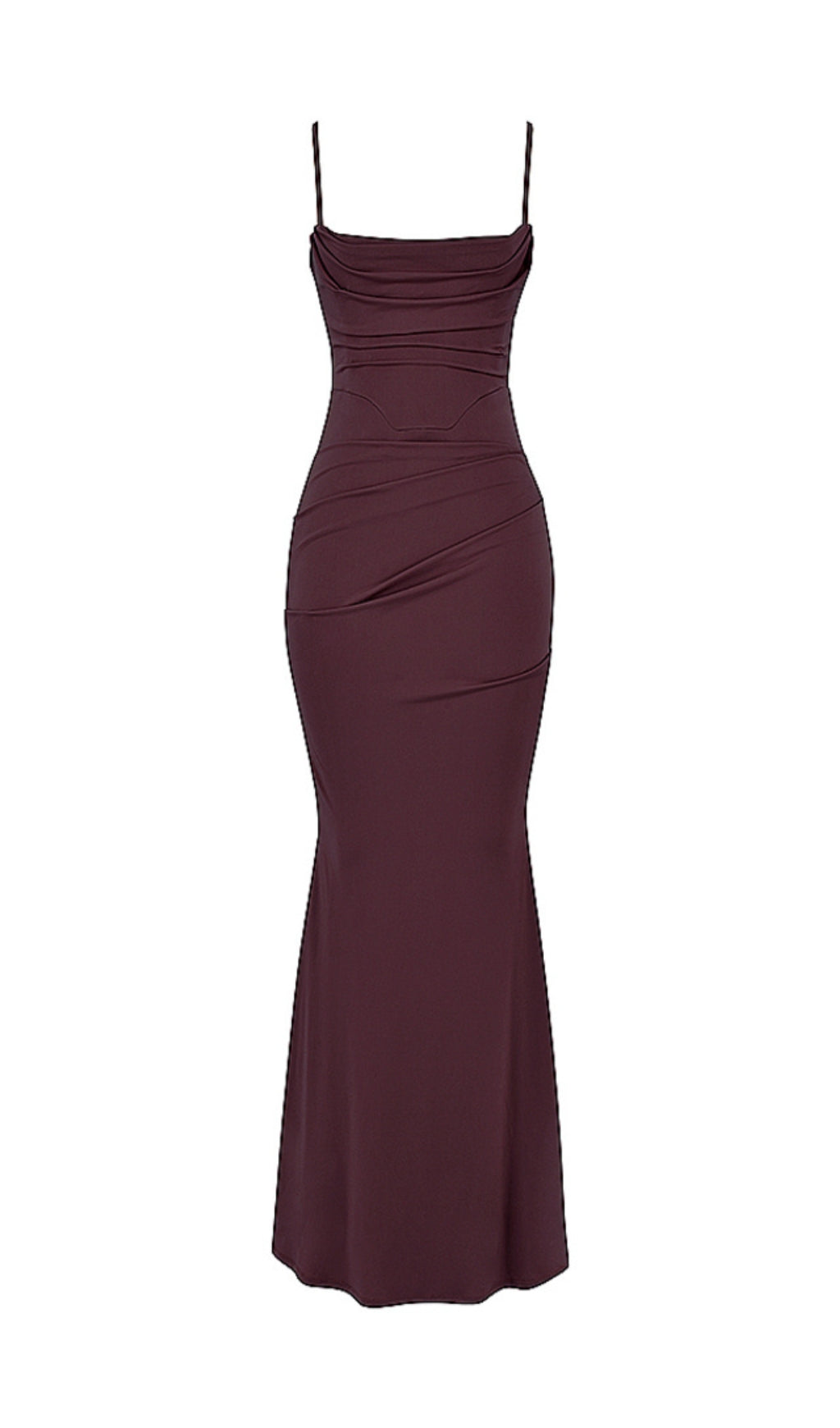 Vestido largo con corsé de cereza oscura