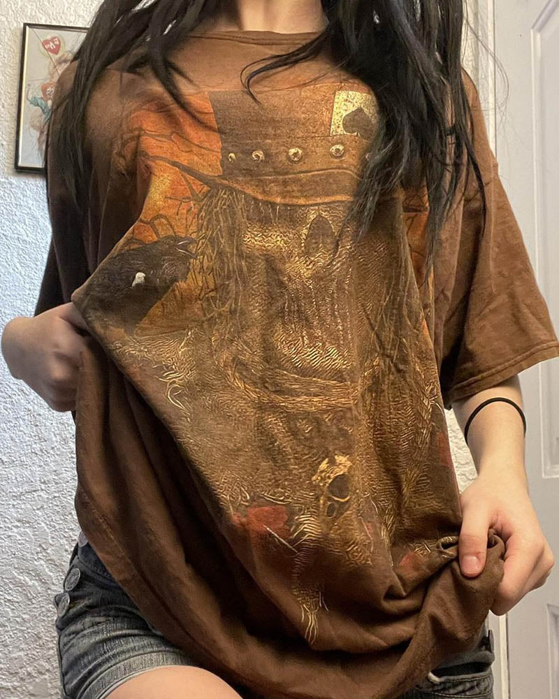 Umbriel – Oversize-T-Shirt mit Grunge-Grafik im Totenkopf-Stil