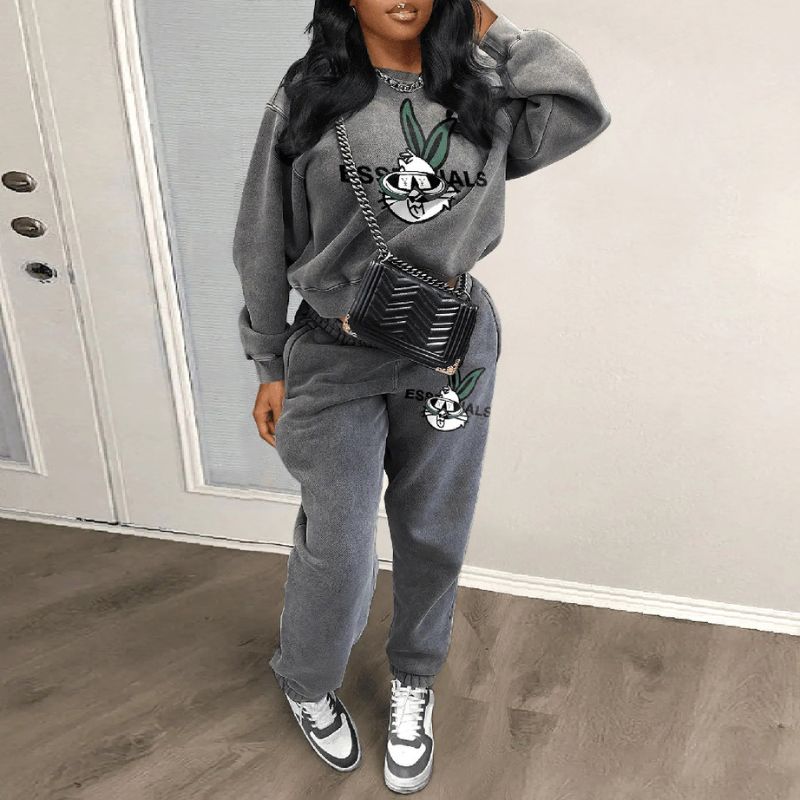 Conjunto de pantalón con estampado de conejo
