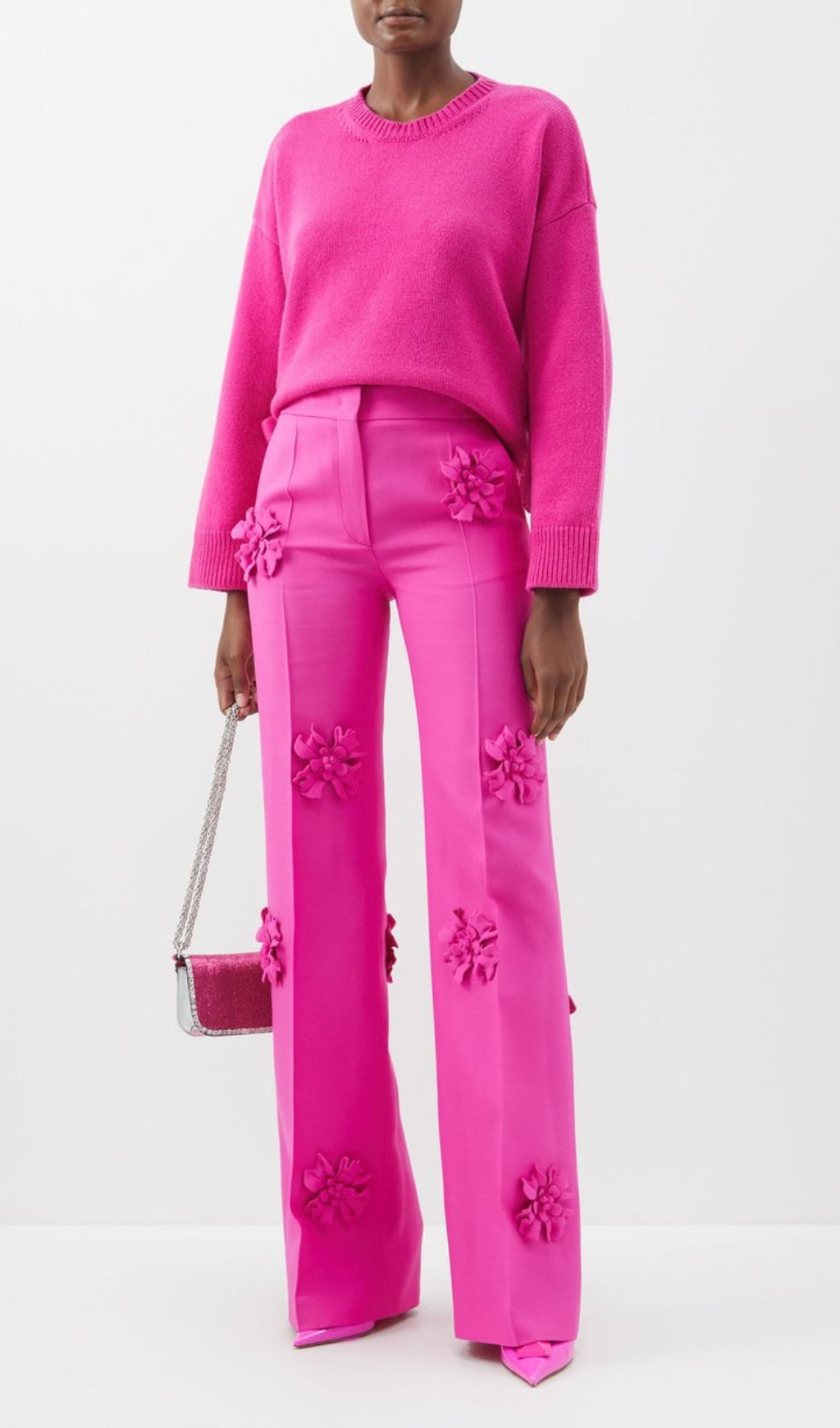 STEREO FLOWER MID-RISE JEANS in Rosa