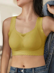 Fächerförmiges Design Natürliche Hebeanpassung Plus Size BH Grün